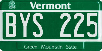 VT license plate BYS225