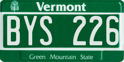 VT license plate BYS226