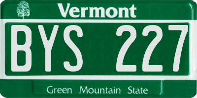 VT license plate BYS227