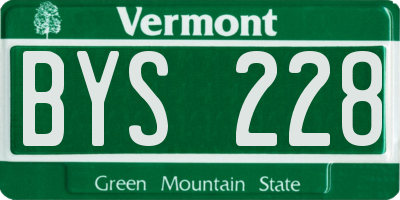 VT license plate BYS228