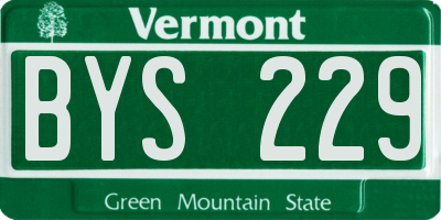 VT license plate BYS229