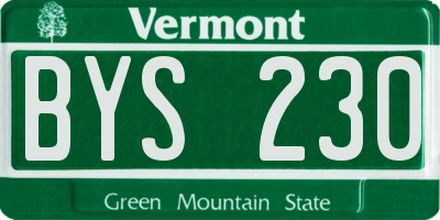 VT license plate BYS230