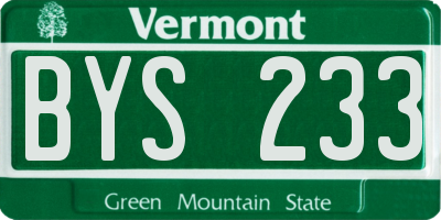 VT license plate BYS233