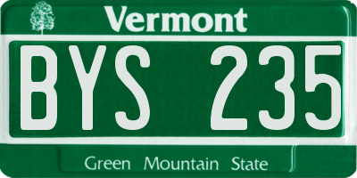 VT license plate BYS235