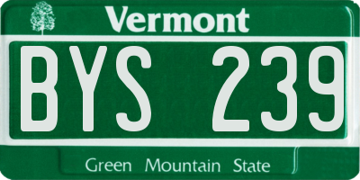 VT license plate BYS239
