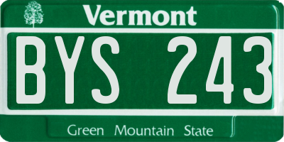 VT license plate BYS243