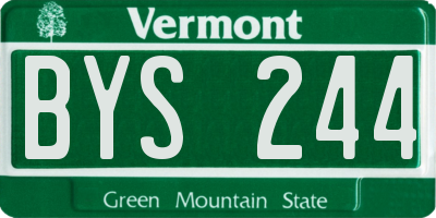 VT license plate BYS244
