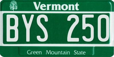VT license plate BYS250