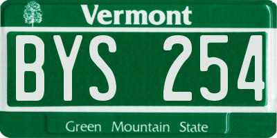 VT license plate BYS254