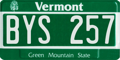 VT license plate BYS257