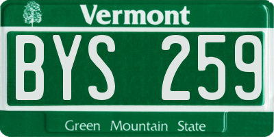 VT license plate BYS259