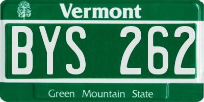 VT license plate BYS262