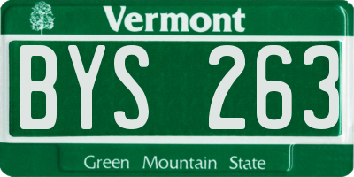 VT license plate BYS263