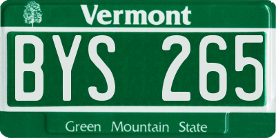 VT license plate BYS265