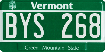 VT license plate BYS268