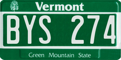 VT license plate BYS274