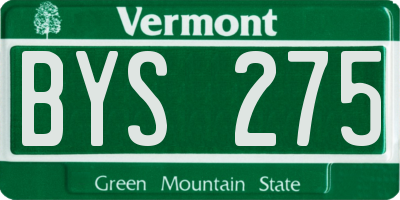 VT license plate BYS275