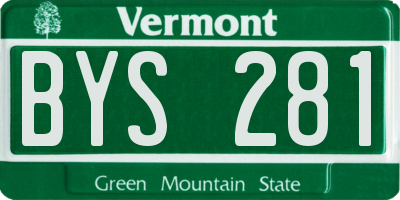 VT license plate BYS281