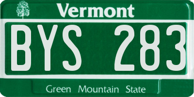 VT license plate BYS283
