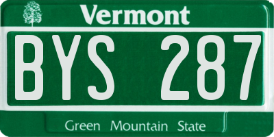 VT license plate BYS287