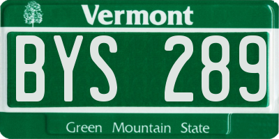 VT license plate BYS289