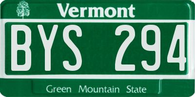 VT license plate BYS294