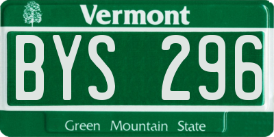 VT license plate BYS296
