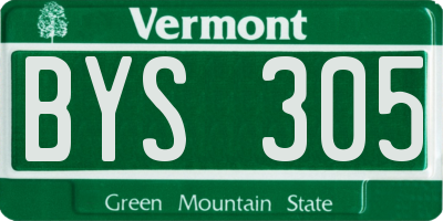 VT license plate BYS305