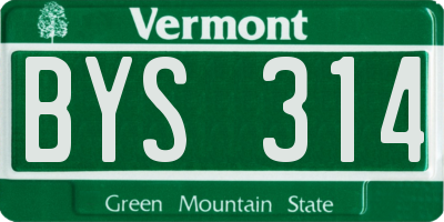VT license plate BYS314