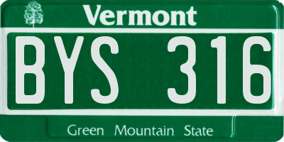 VT license plate BYS316