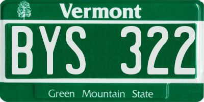 VT license plate BYS322