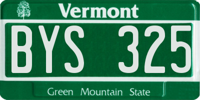 VT license plate BYS325