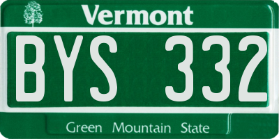 VT license plate BYS332