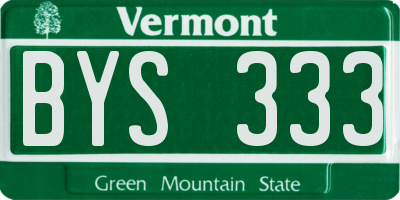 VT license plate BYS333