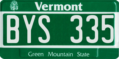VT license plate BYS335