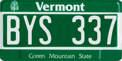 VT license plate BYS337