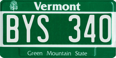 VT license plate BYS340