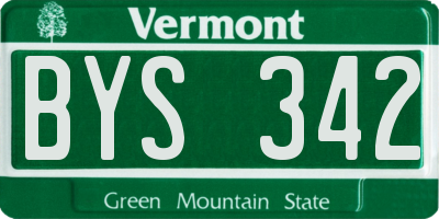 VT license plate BYS342
