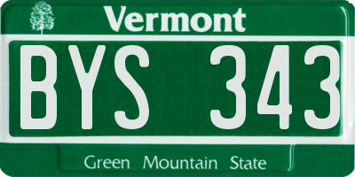 VT license plate BYS343