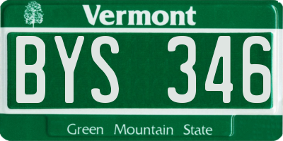 VT license plate BYS346