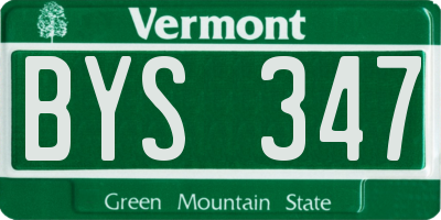 VT license plate BYS347