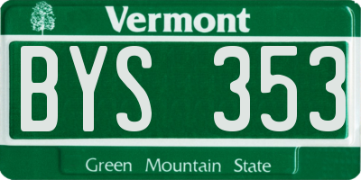 VT license plate BYS353