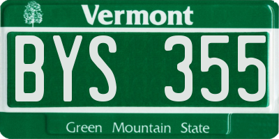VT license plate BYS355