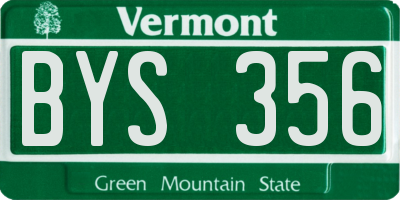 VT license plate BYS356
