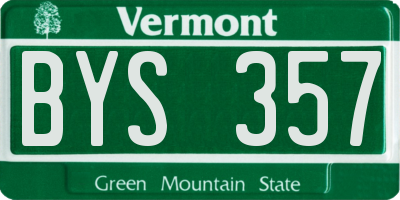 VT license plate BYS357