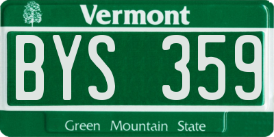 VT license plate BYS359