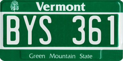 VT license plate BYS361