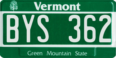 VT license plate BYS362