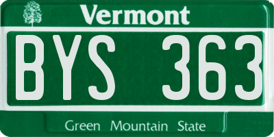 VT license plate BYS363