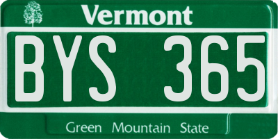 VT license plate BYS365